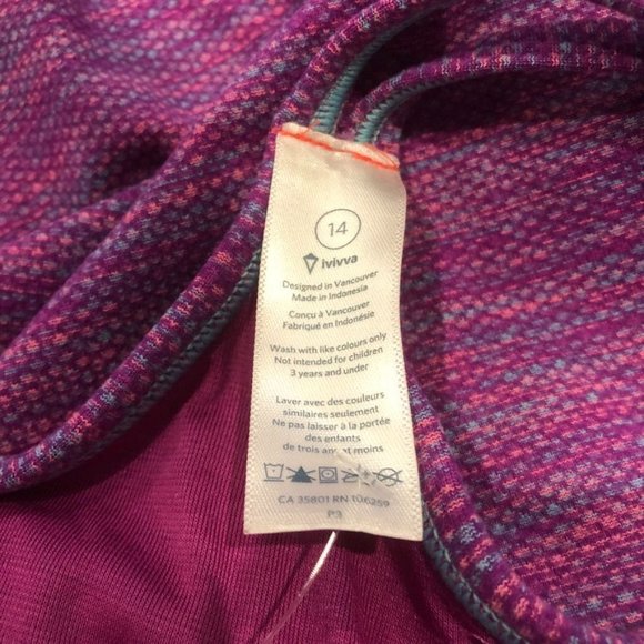 Ivivva Racerback Tank Top Purple Pink Size 14 Kids Tween Workout Lululemon Gym - Picture 3 of 4